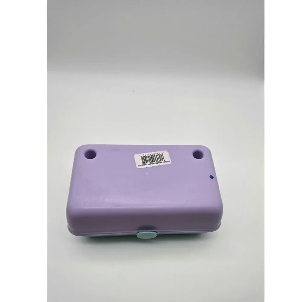 Vintage Style Pastel Makeup Cosmetic Case Mirror Removable Trays Teal Purple